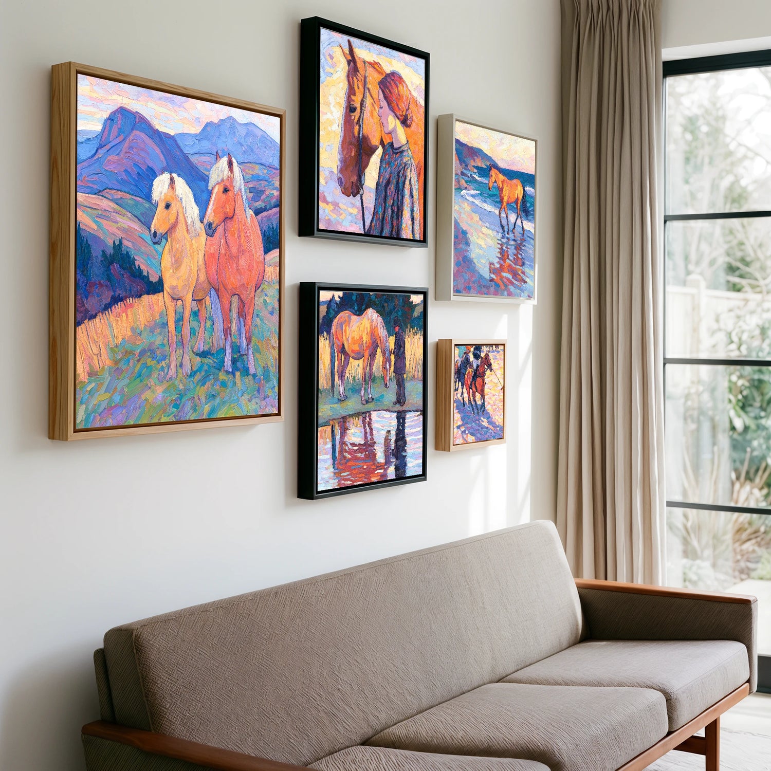 Gallery wall of art by Celia Harding