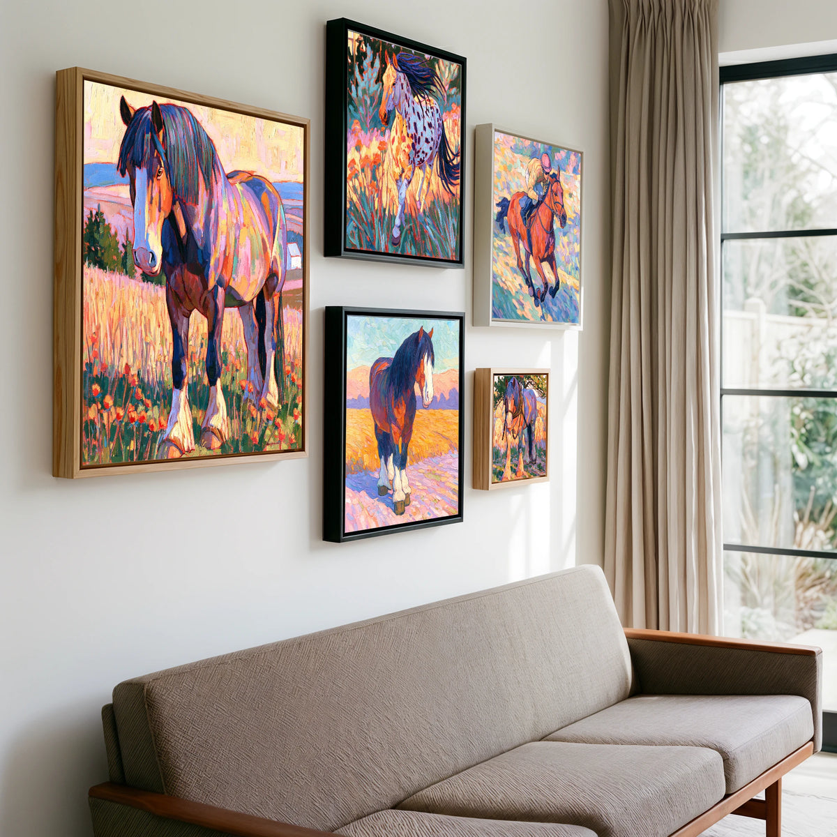 Gallery wall of art by Celia Harding