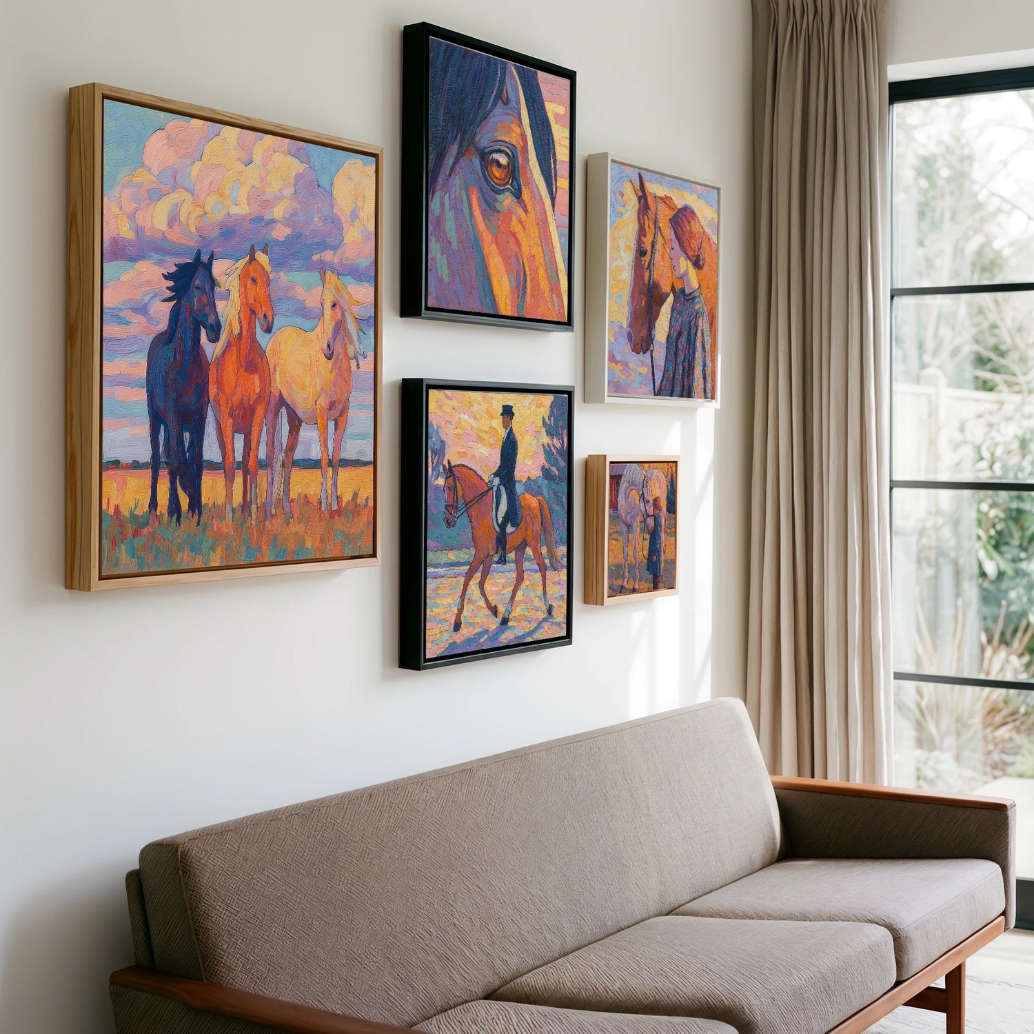 Gallery wall of art by Celia Harding