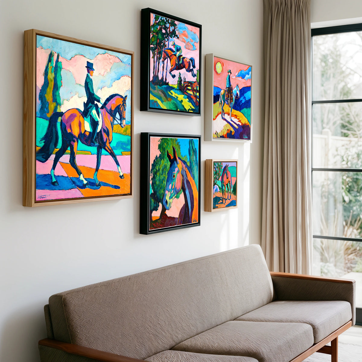 Gallery wall of art by Gideon Wright