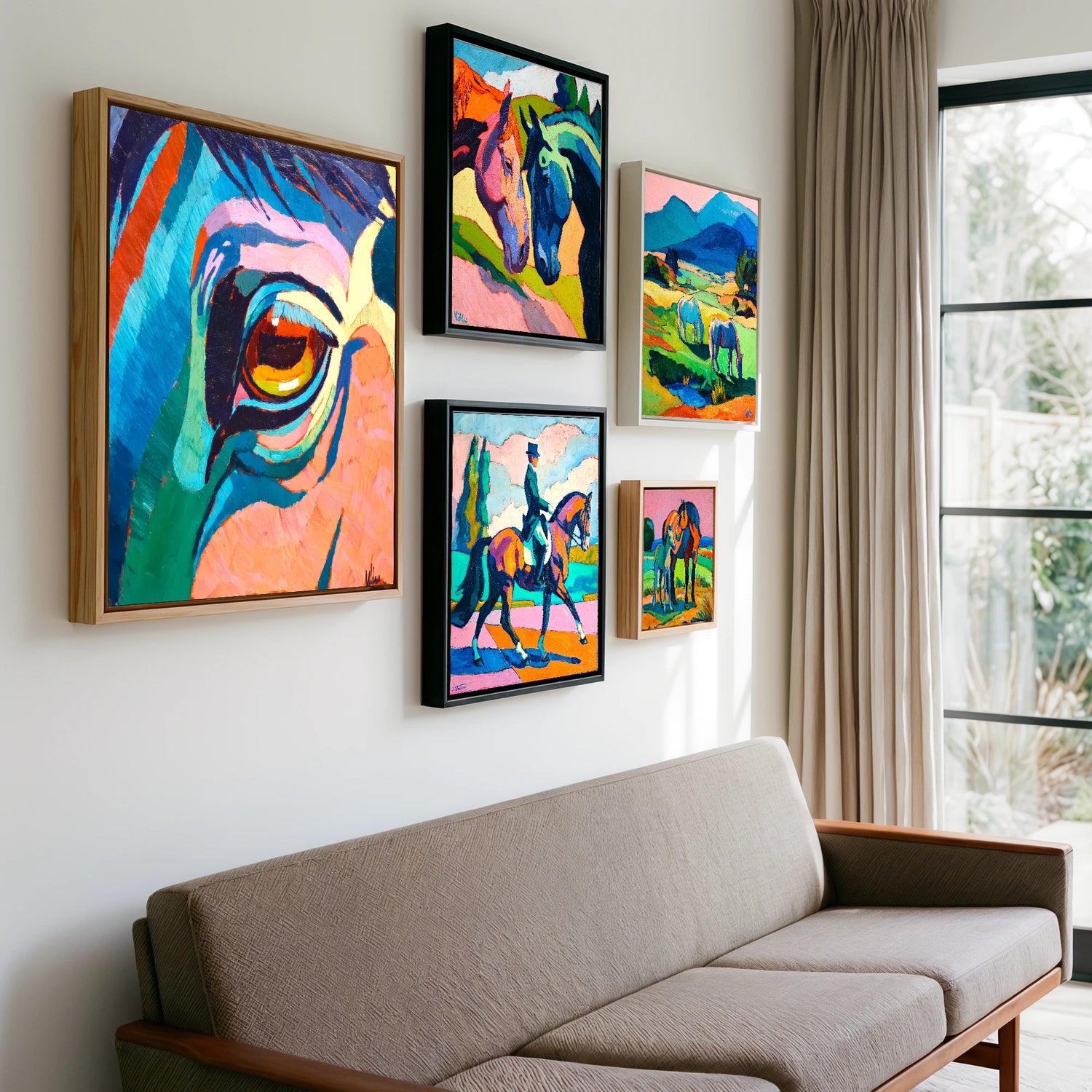 Gallery wall of art by Gideon Wright
