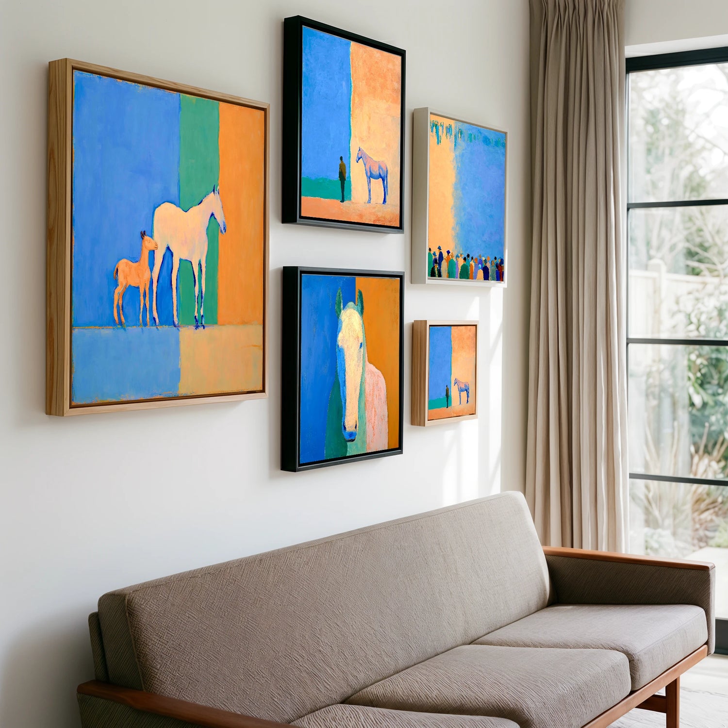 Gallery wall of art by Lydia Thornton