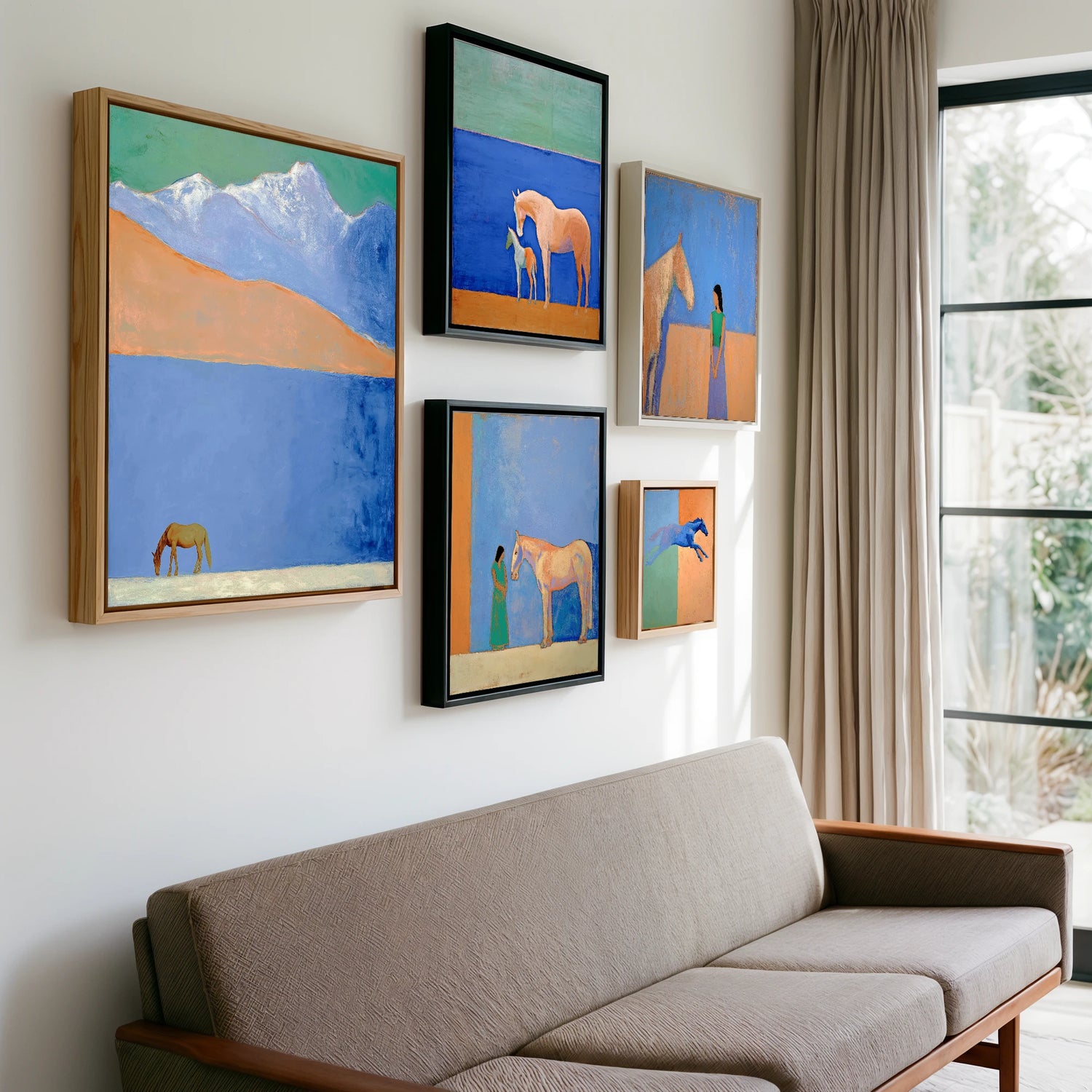 Gallery wall of art by Lydia Thornton