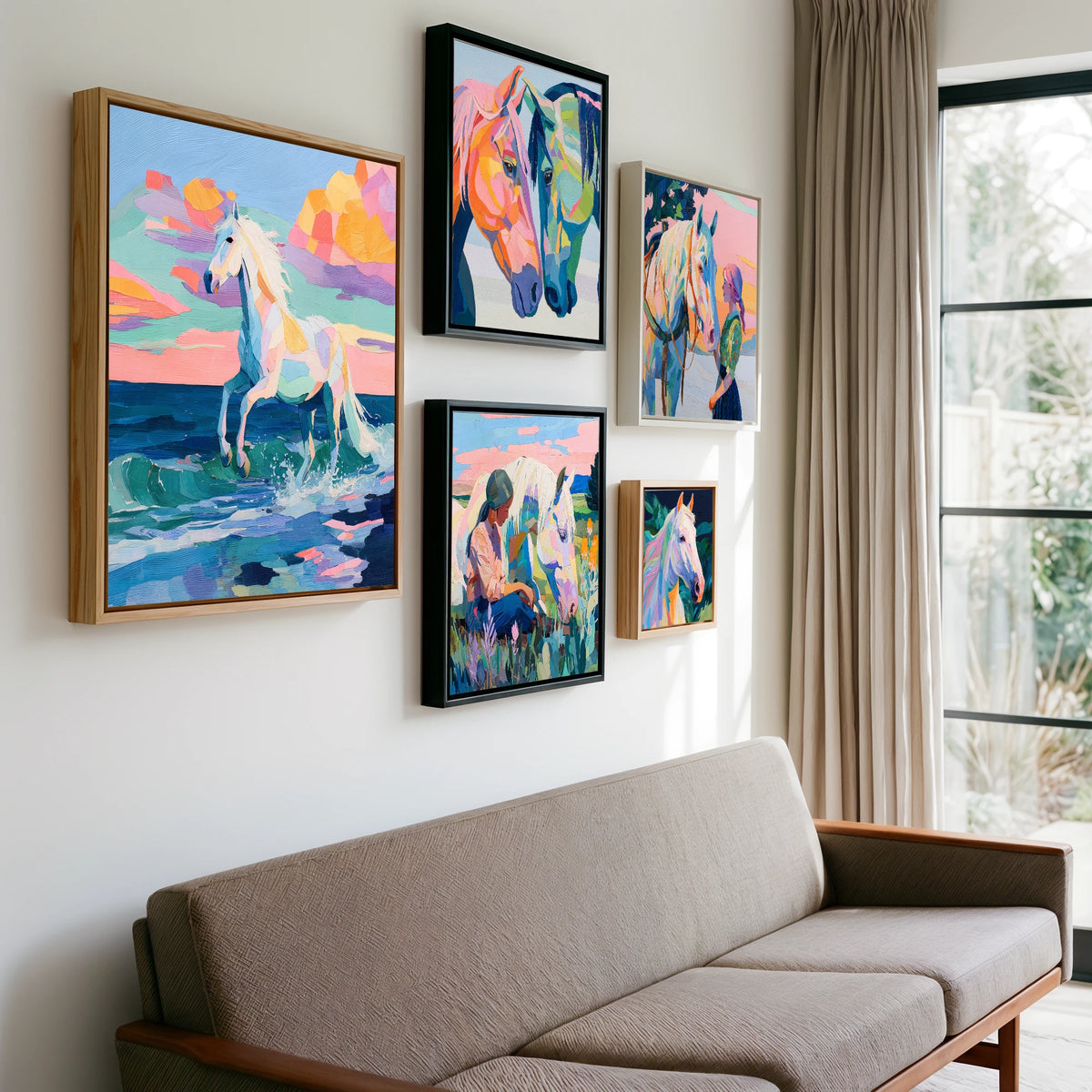 Gallery wall of art by Sylvia Carmichael