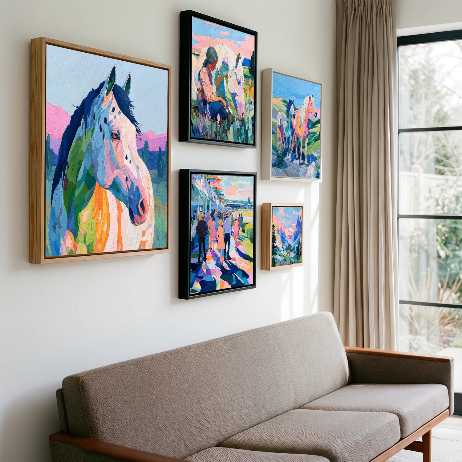 Gallery wall of art by Sylvia Carmichael
