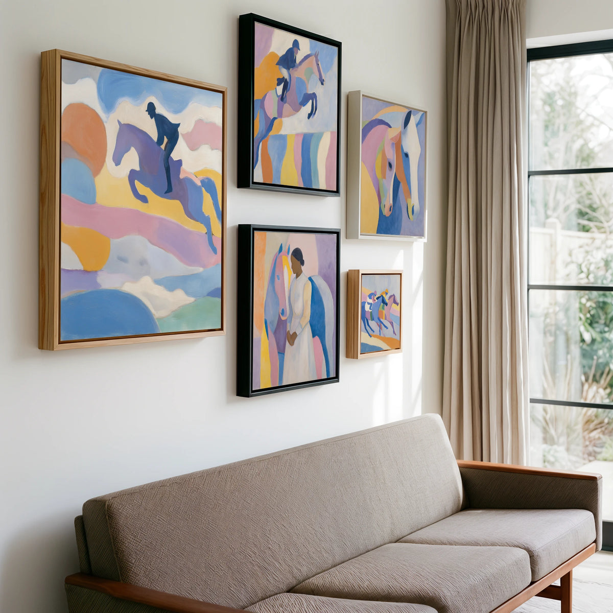 Gallery wall of art by Iris Pelham