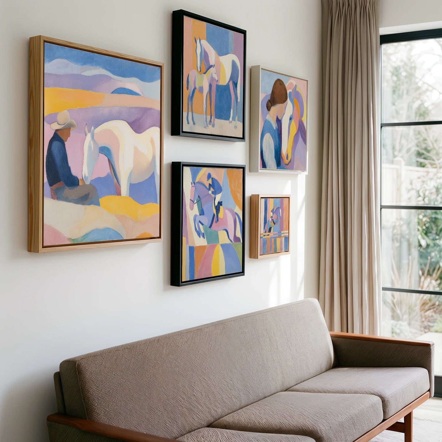 Gallery wall of art by Iris Pelham