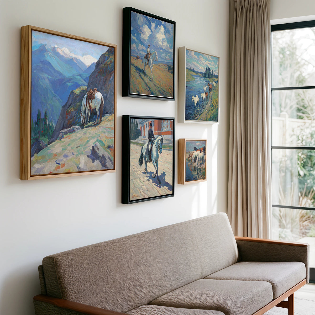 Gallery wall of art by Edgar Whitmore