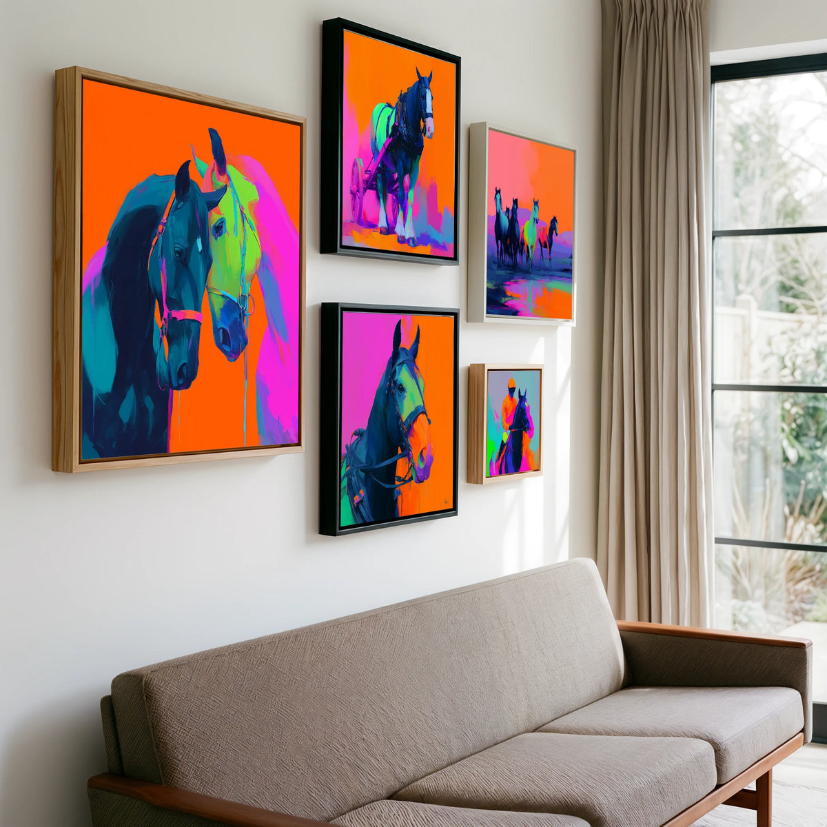 Gallery wall of art by Lucian Prescott