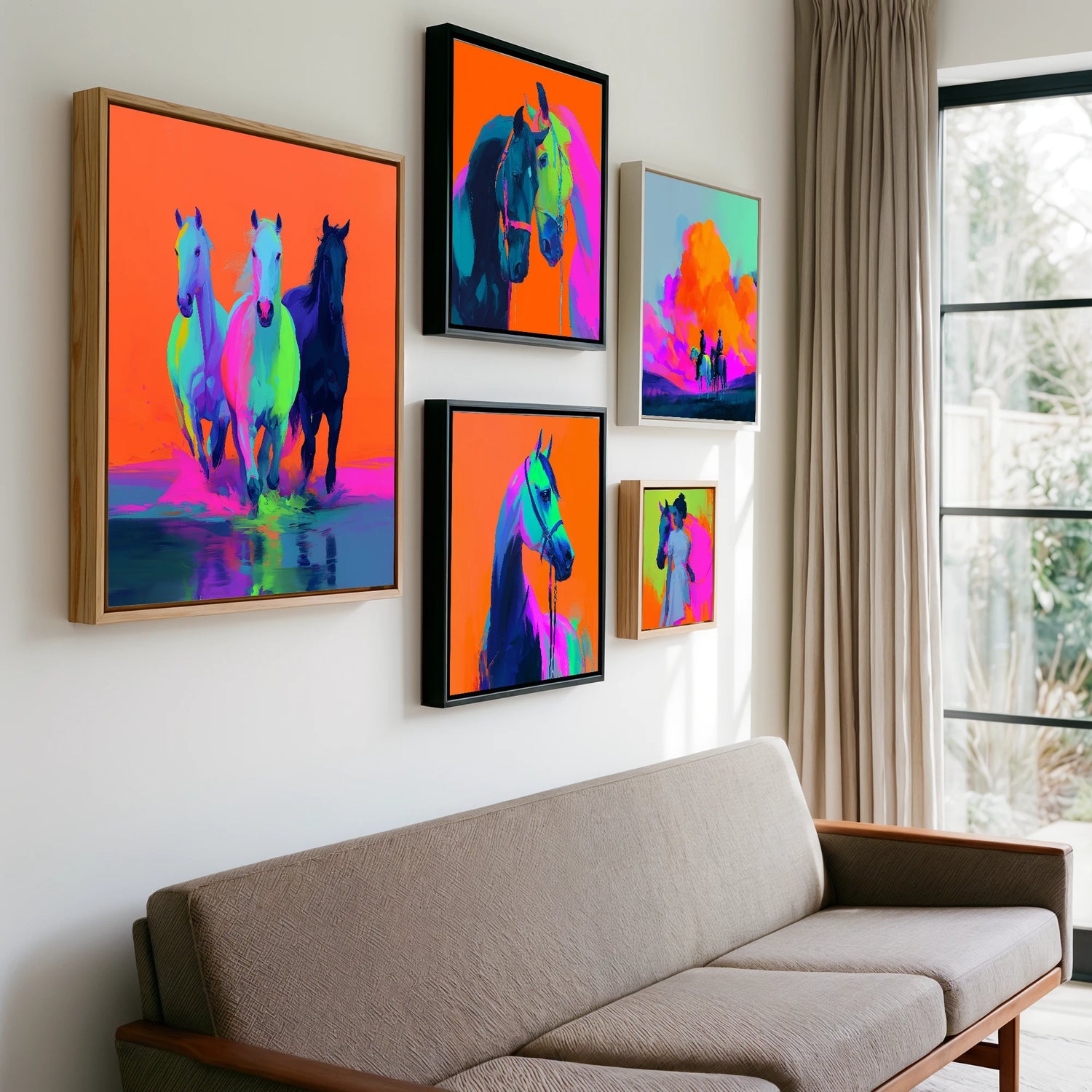 Gallery wall of art by Lucian Prescott