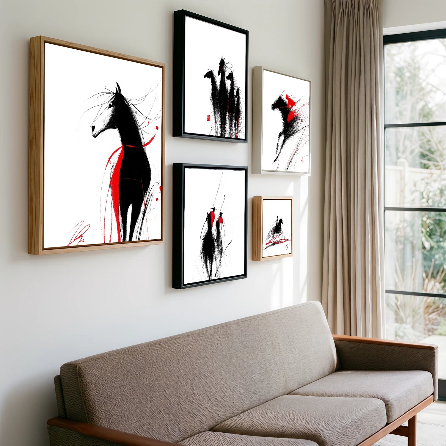 Gallery wall of art by Sebastian Vale