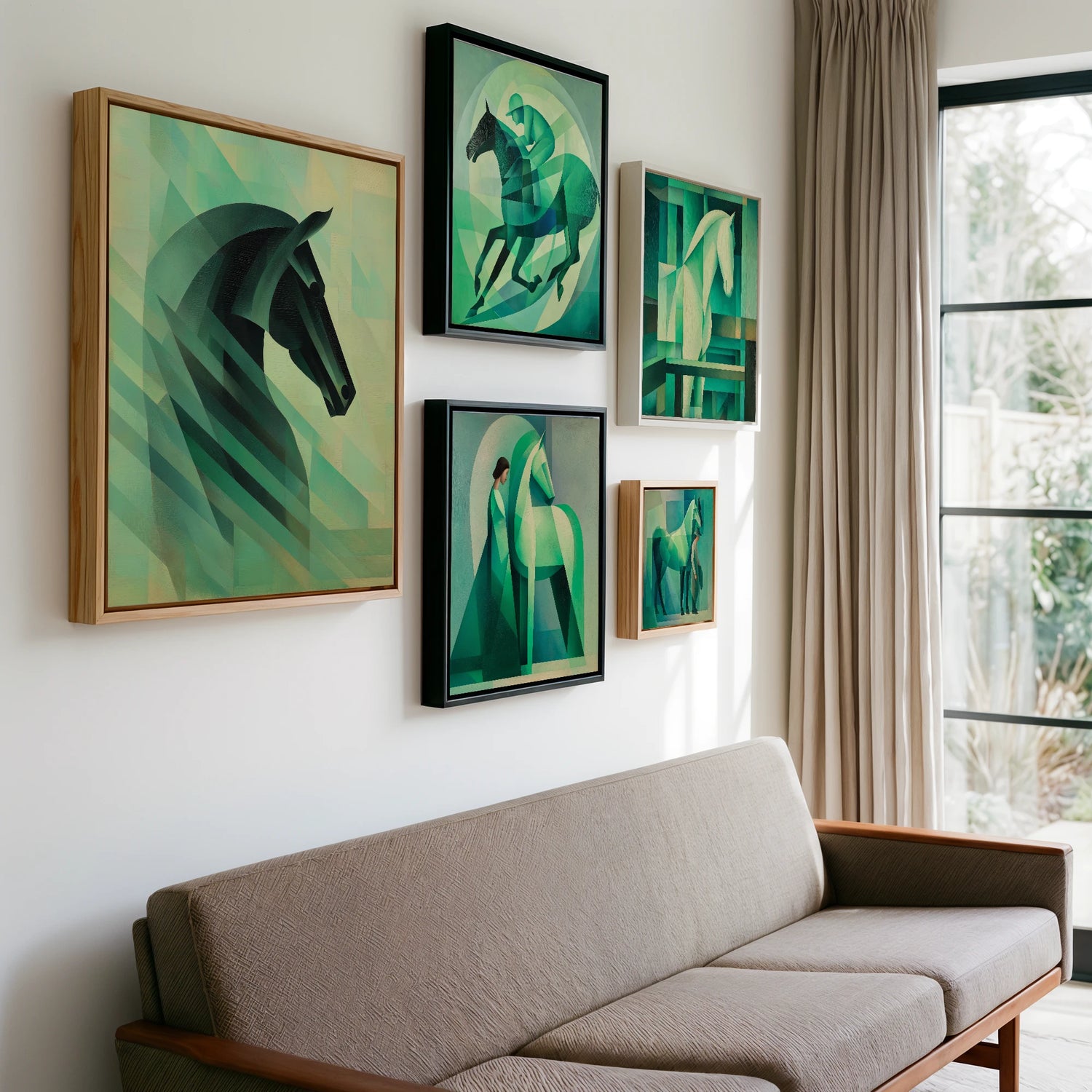 Gallery wall of art by Leopold Finch