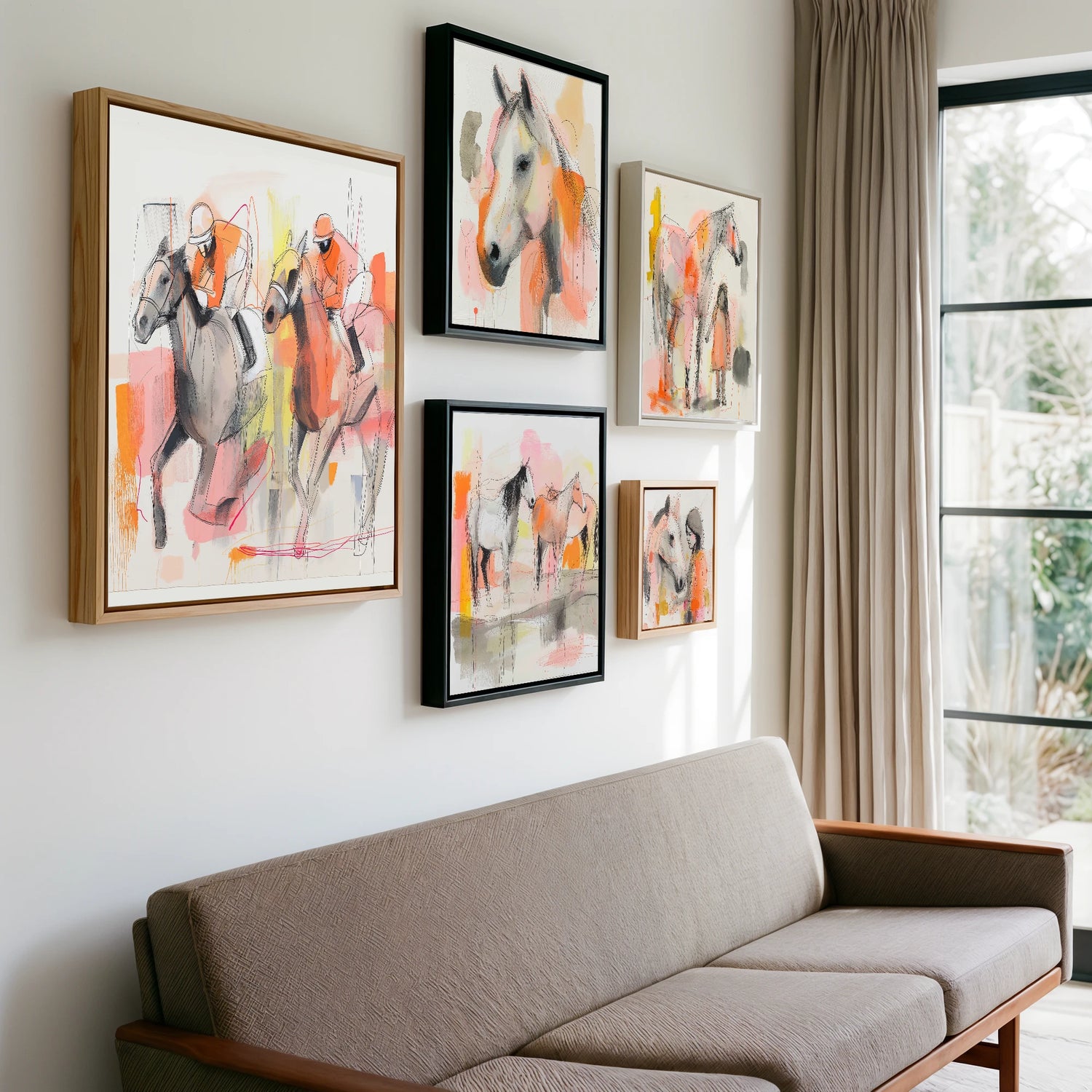 Gallery wall of art by Rosemary Haste