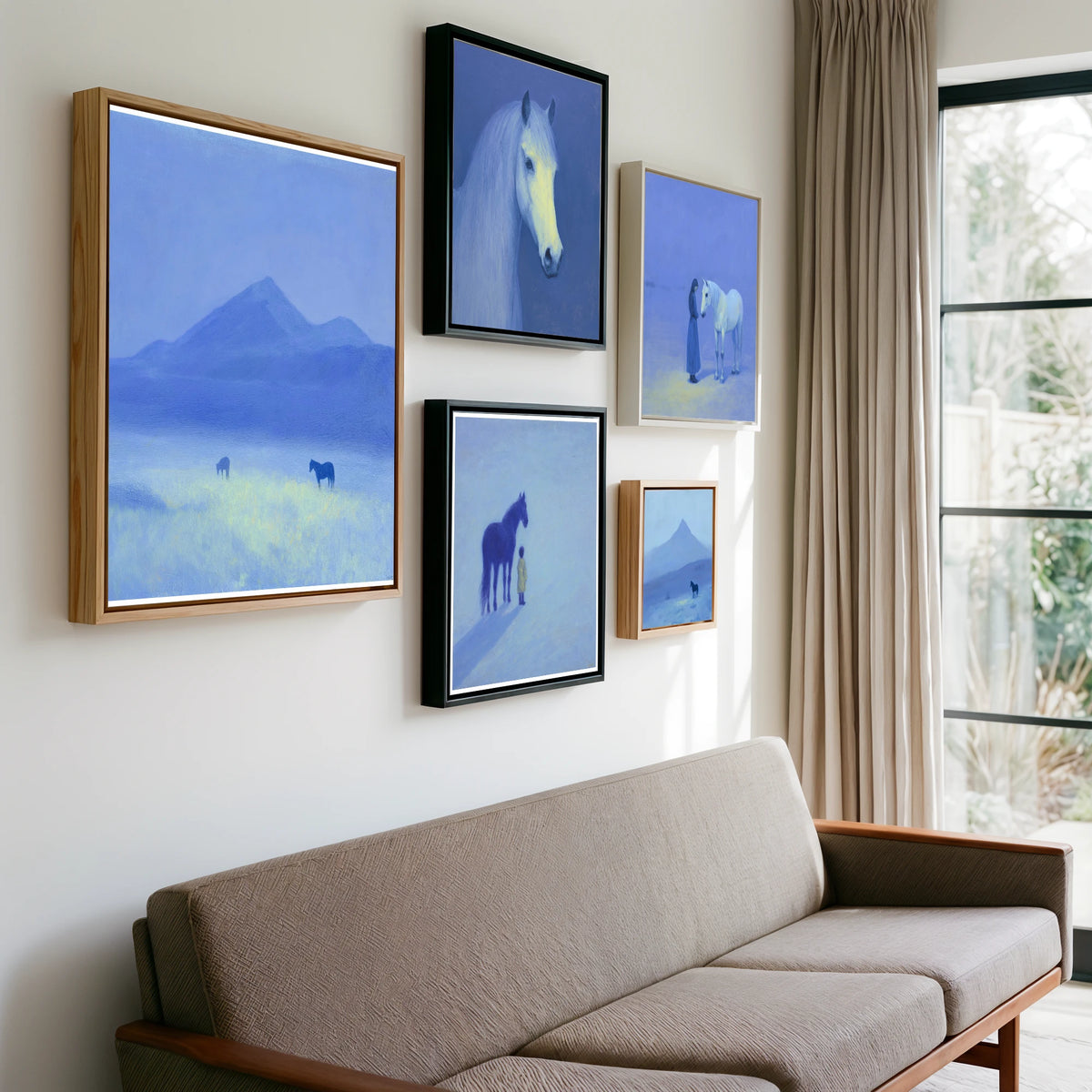 Gallery wall of art by Marguerite de Winter
