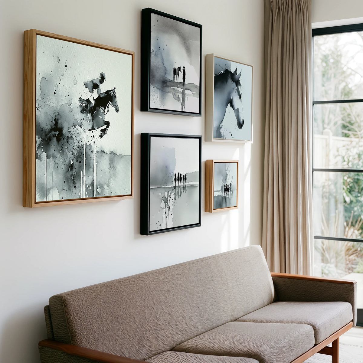 Gallery wall of art by Adrian Frost