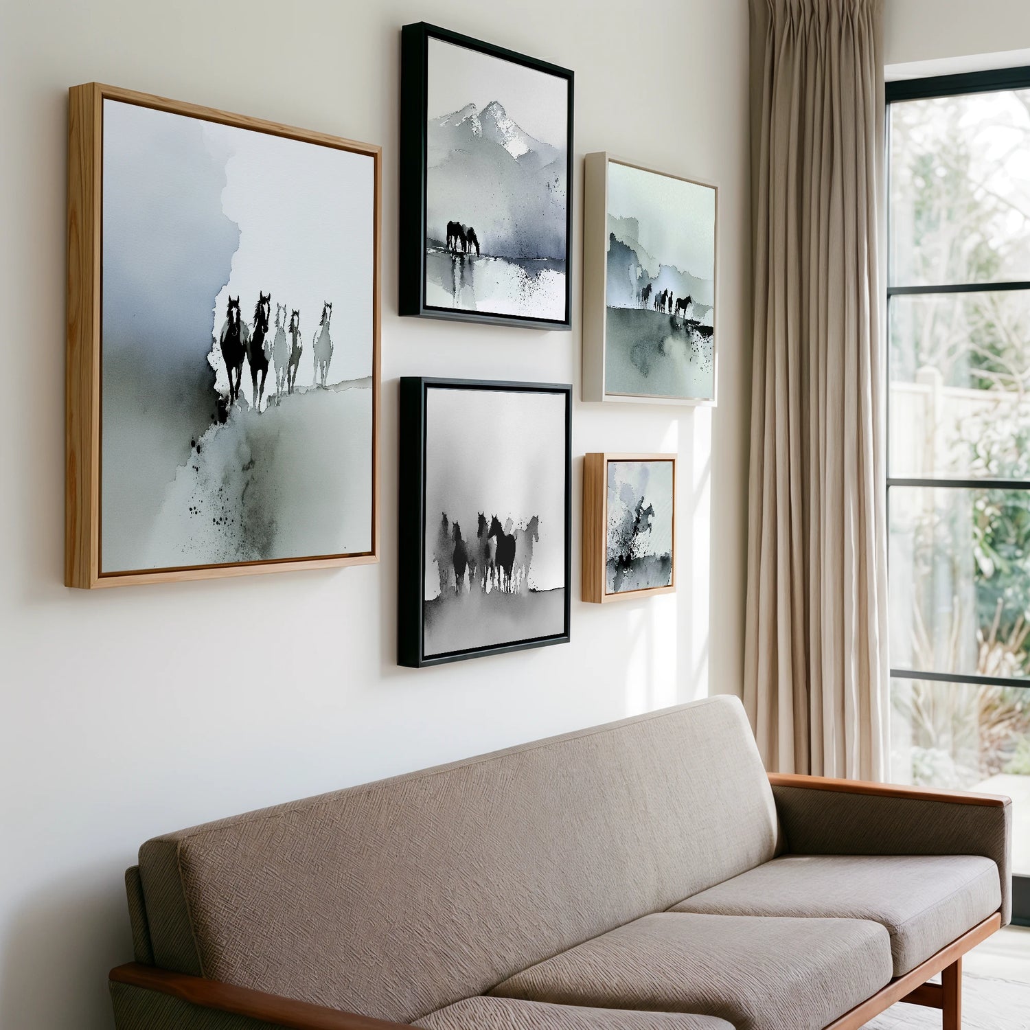 Gallery wall of art by Adrian Frost