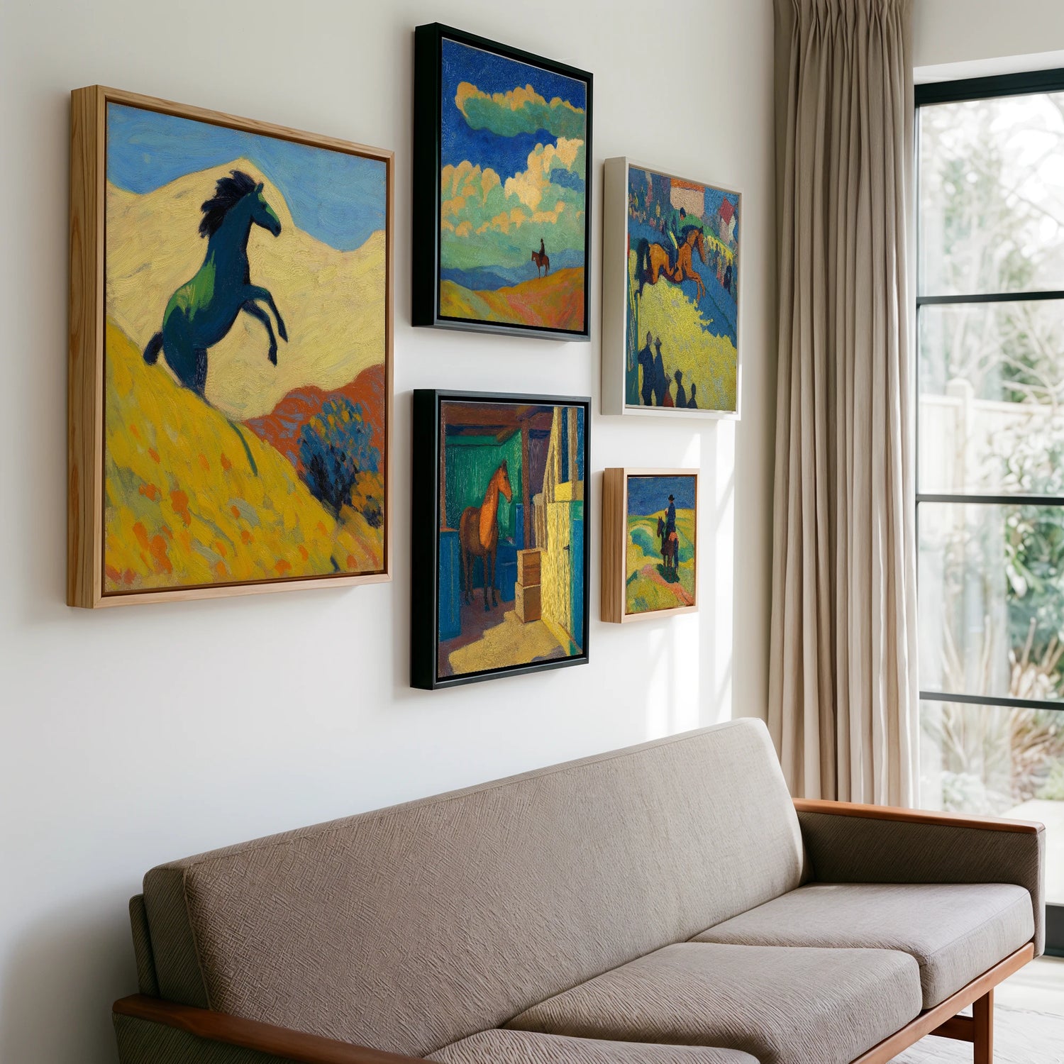 Gallery wall of art by Rowan Sinclair