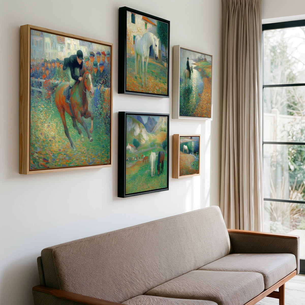 Gallery wall of art by Ambrose Keating