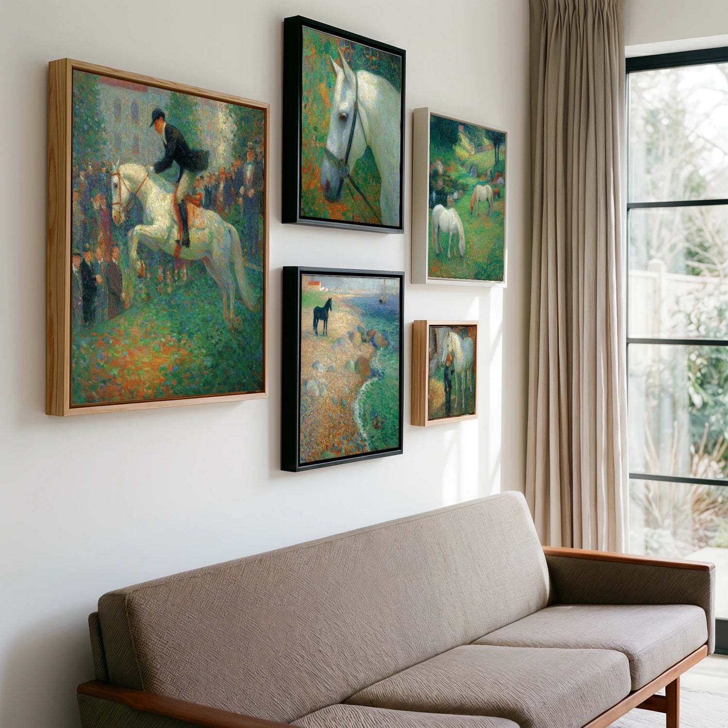 Gallery wall of art by Ambrose Keating
