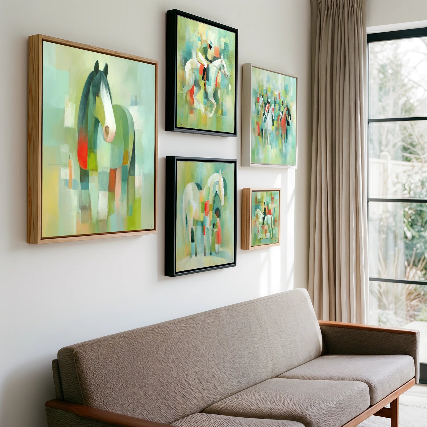 Gallery wall of art by Leon Lambert