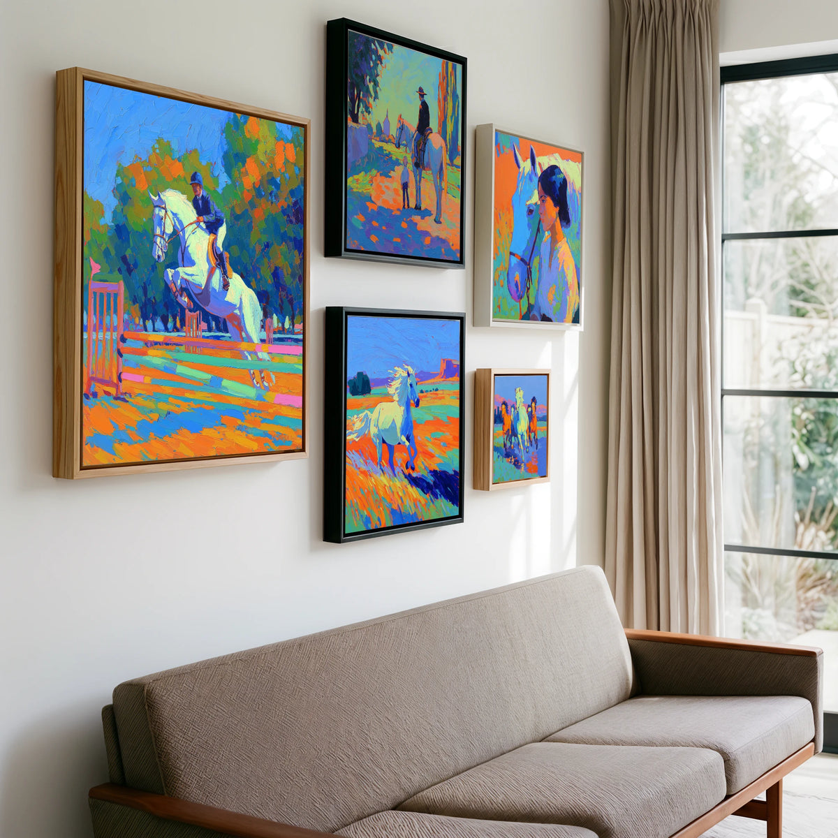 Gallery wall of art by Jonathan Crawford