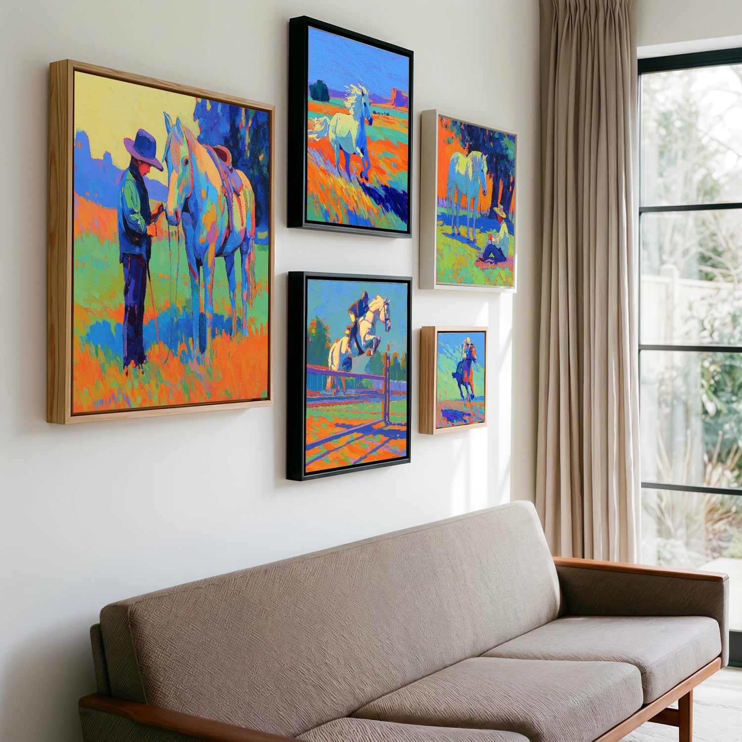 Gallery wall of art by Jonathan Crawford