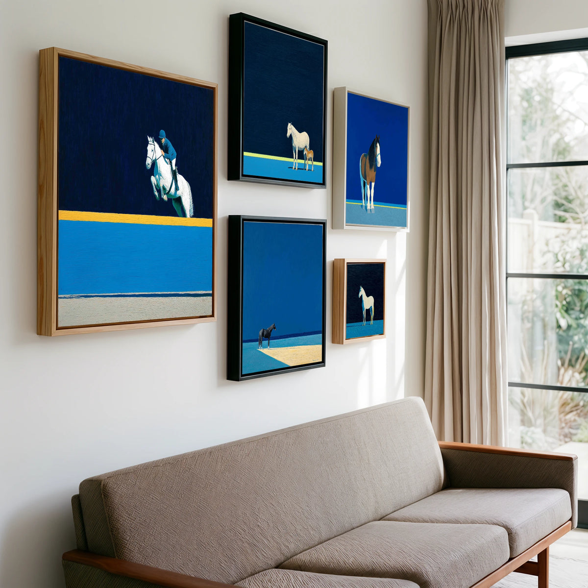 Gallery wall of art by Malcolm Hastings