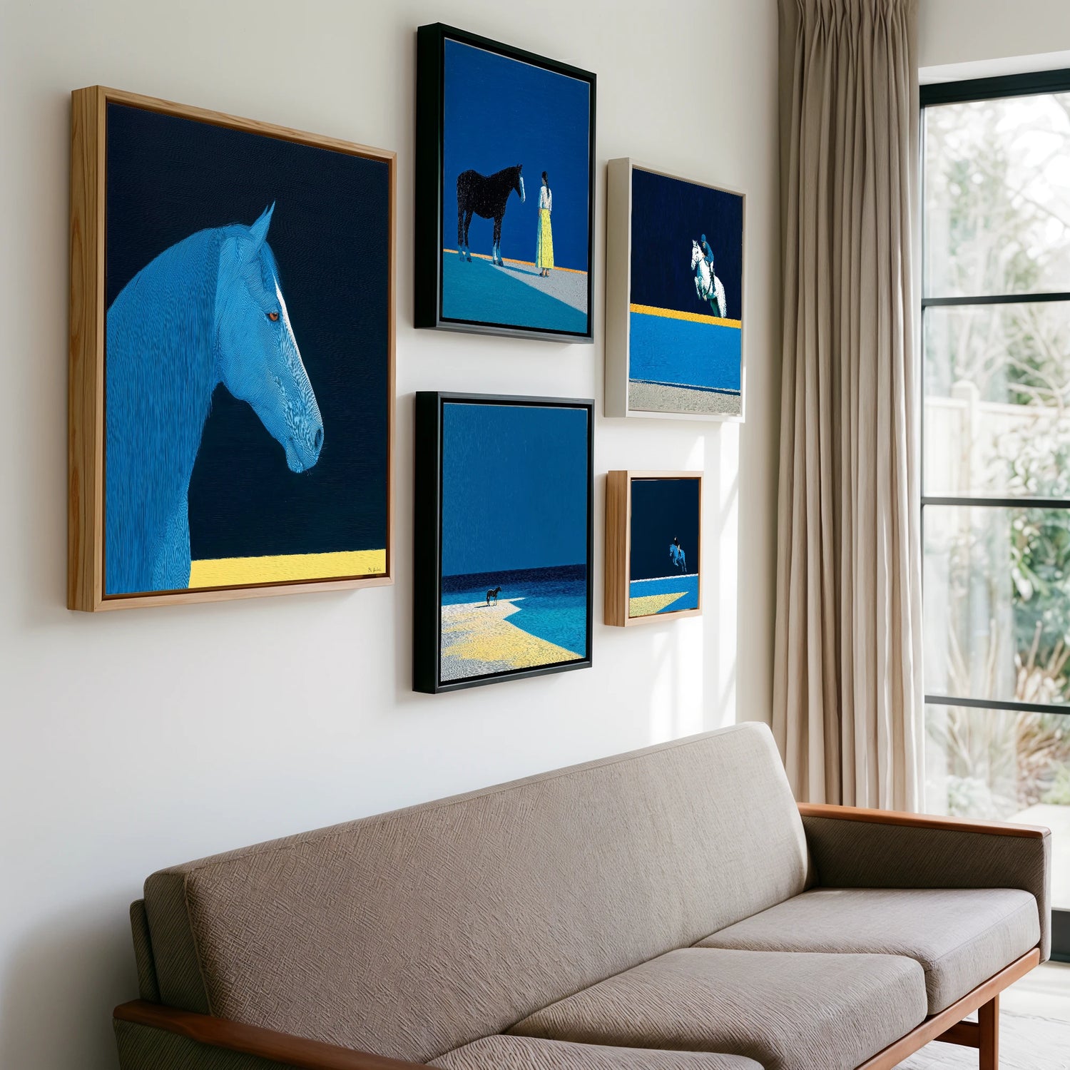 Gallery wall of art by Malcolm Hastings