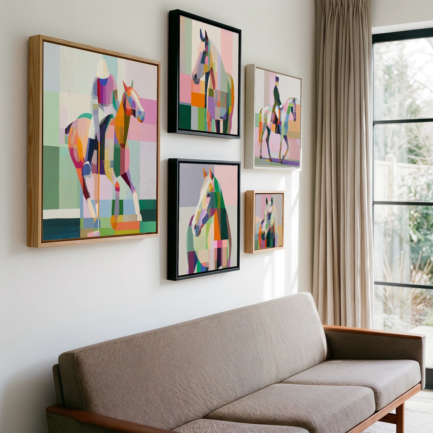 Gallery wall of art by Linus Cartwright