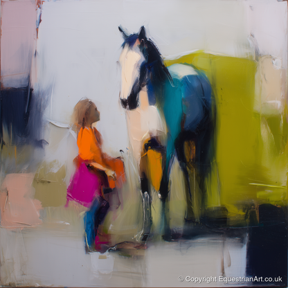 A Bold Understanding - horse & rider art print and canvas by Warren Yates A.I