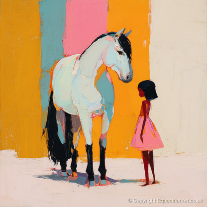 A Colourful Bond - horse & rider art print and canvas by Genevieve Moore A.I