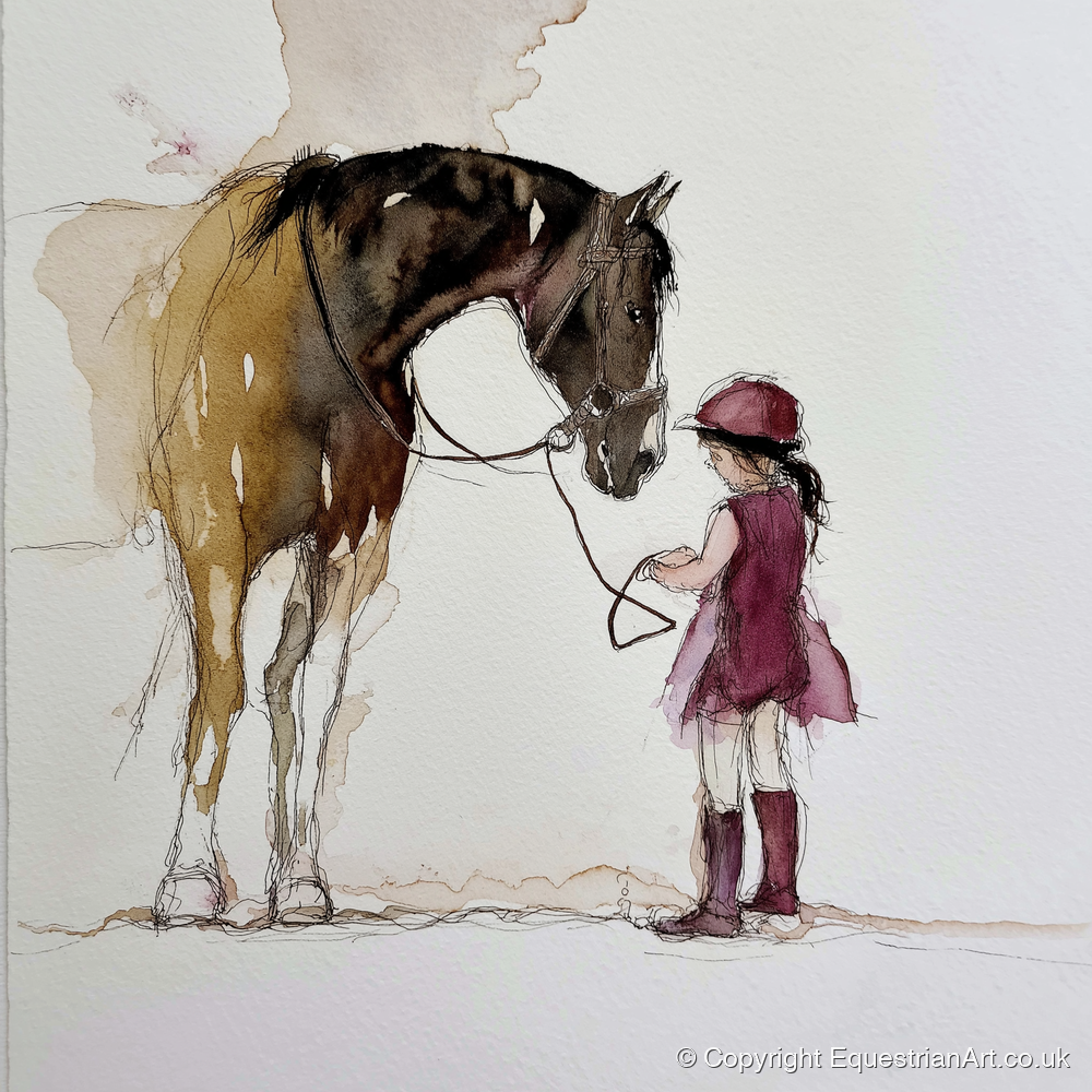 A Gentle Bond - horse & rider art print and canvas by Edward Harrington A.I