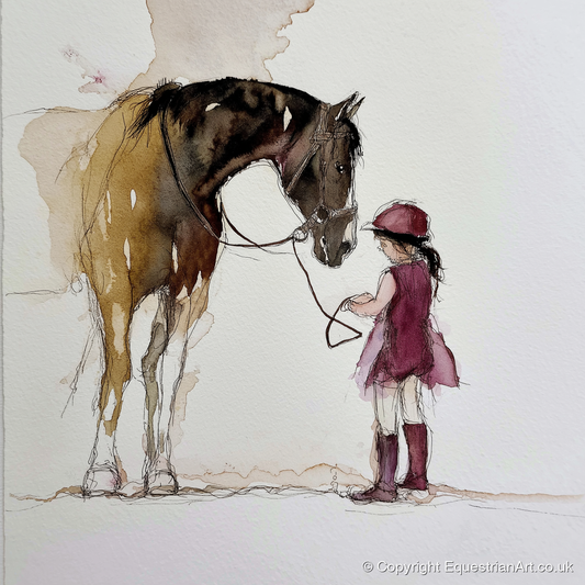 A Gentle Bond - horse & rider art print and canvas by Edward Harrington A.I