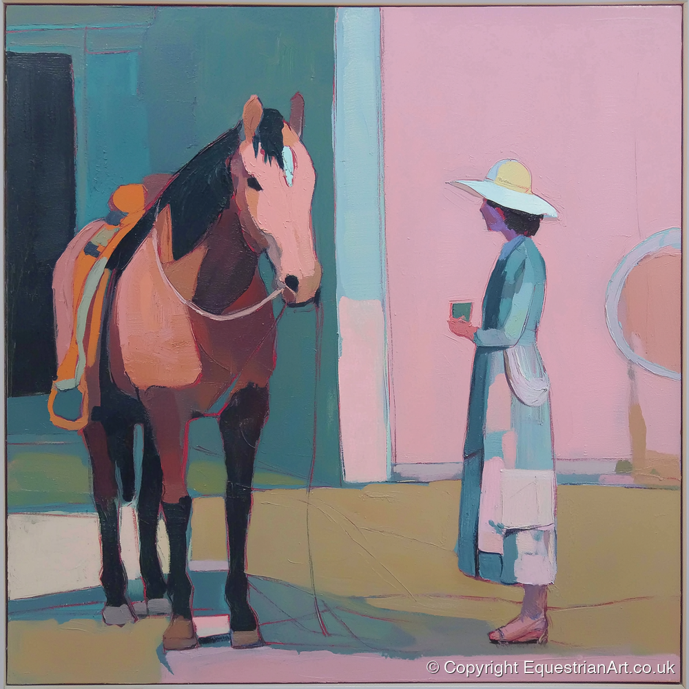 A Moment of Stillness - horse & rider art print and canvas by Diana Sutherland A.I