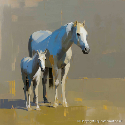 A Mother’s Quiet Watch - mare & foal art print and canvas by Elias Thorne A.I