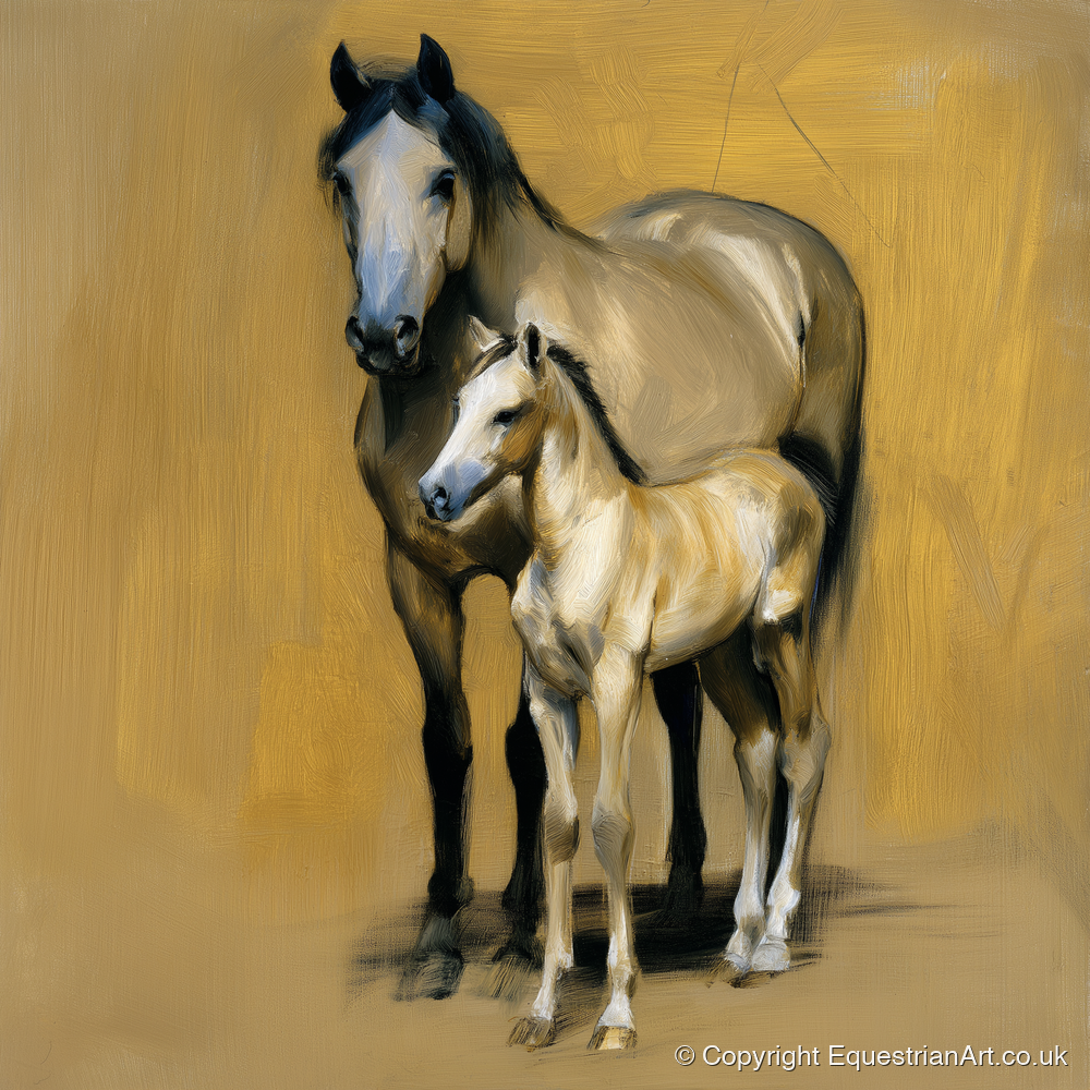 A Mother's Watch - mare & foal art print and canvas by Samuel Pembroke A.I