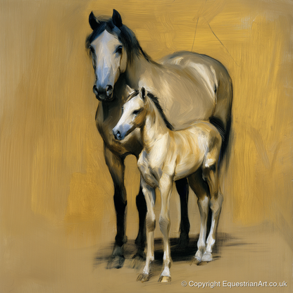 A Mother's Watch - mare & foal art print and canvas by Samuel Pembroke A.I