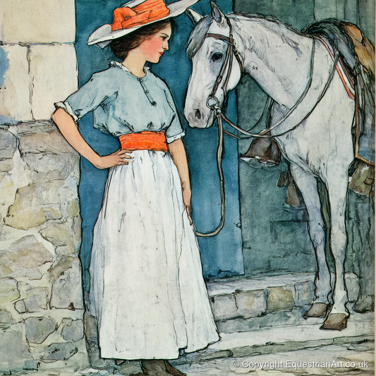 A Patient Companion - horse & rider art print and canvas by Geoffrey Talbot A.I