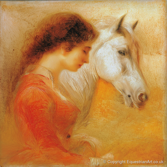 A Quiet Bond - horse & rider art print and canvas by Douglas Fairley A.I