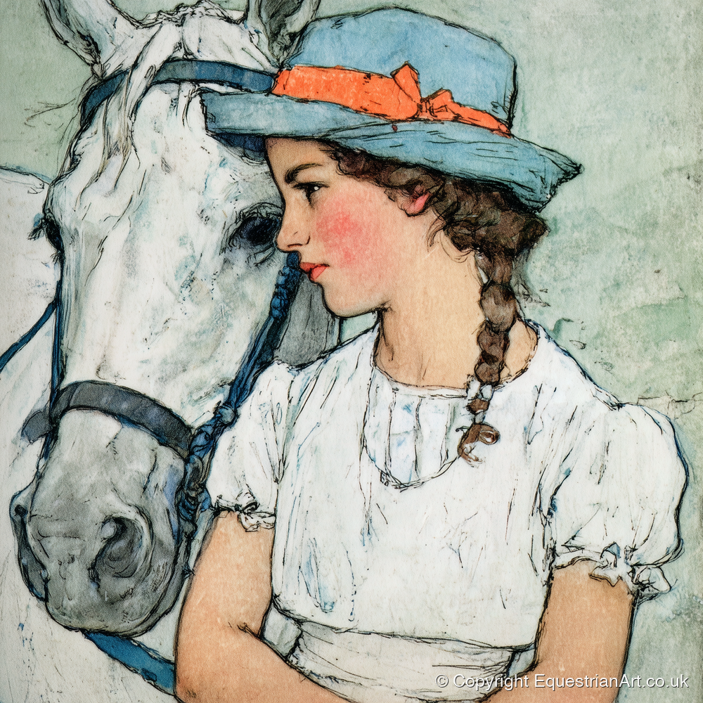 A Quiet Bond - horse & rider art print and canvas by Geoffrey Talbot A.I