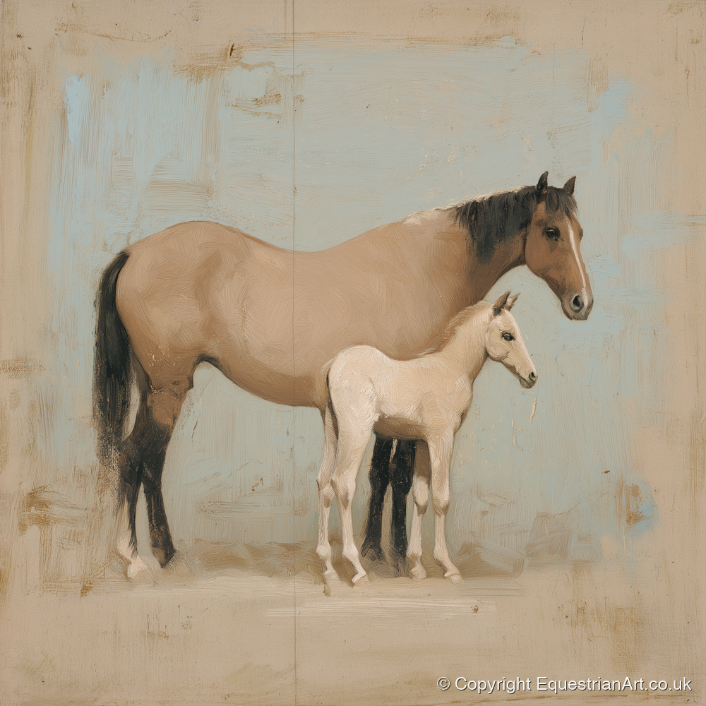 A Quiet Bond - mare & foal art print and canvas by Frederick Lowell A.I