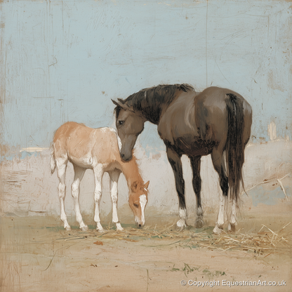 A Quiet Bond - mare & foal art print and canvas by Frederick Lowell A.I