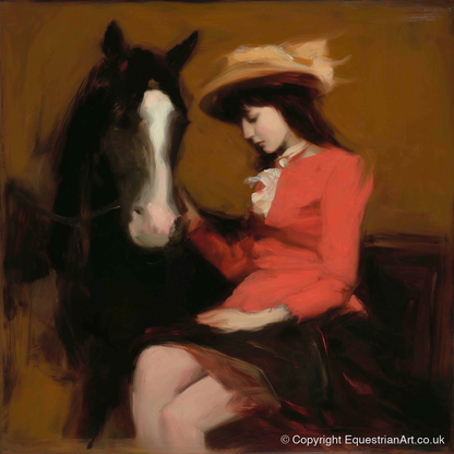 A Quiet Connection - horse & rider art print and canvas by Thomas Cavendish A.I