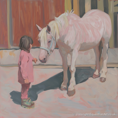 A Quiet Connection - horse & rider art print and canvas by Florence Hadley A.I