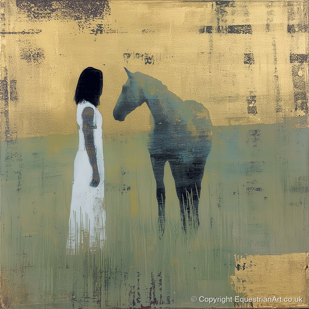 A Quiet Connection - horse & rider art print and canvas by Graham Whitaker A.I