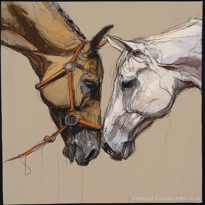 A Quiet Connection - horse portrait art print and canvas by Jasper Montgomery A.I