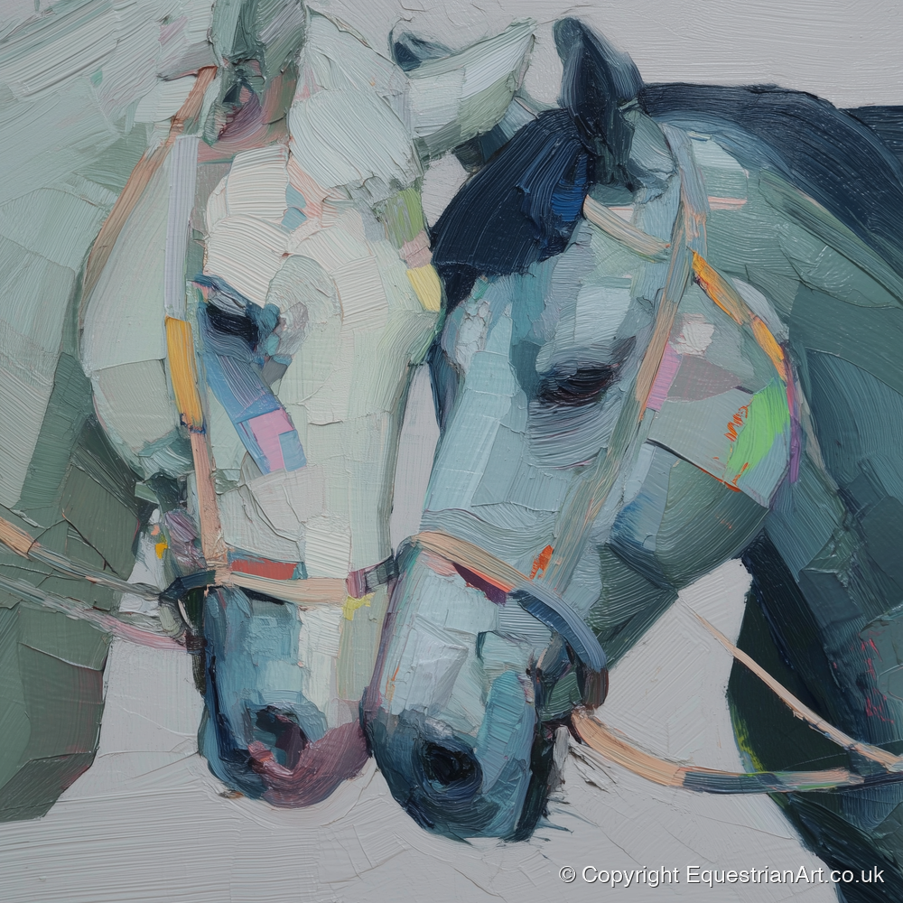 A Quiet Connection - horse portrait art print and canvas by Stella Waverly A.I