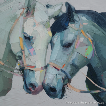 A Quiet Connection - horse portrait art print and canvas by Stella Waverly A.I