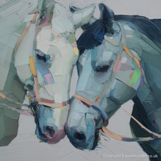 A Quiet Connection - horse portrait art print and canvas by Stella Waverly A.I