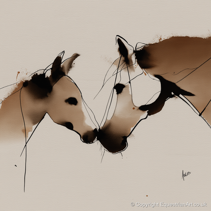A Quiet Connection - mare & foal art print and canvas by Julian Vance A.I